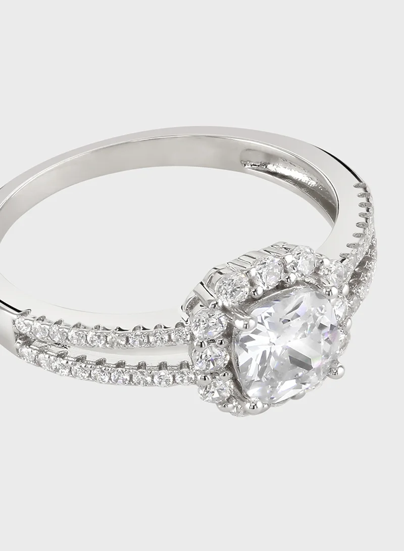 باكلي لندن Spli Band Cushion Sparkle Solitaire Ring