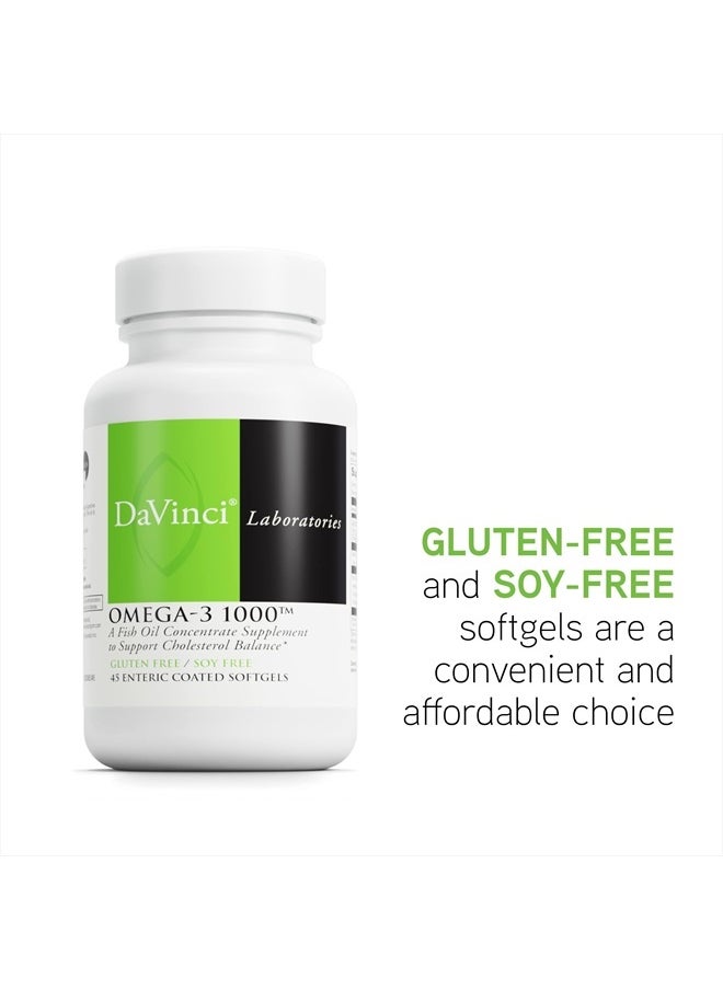 Davinci Labs Omega-3 1000 - Dietary Supplement to Maintain Already Normal Cholesterol Levels and Support Immune System, Healthy Hair and Skin* - Gluten-Free - 45 Enteric Coated Softgels  - Image 5