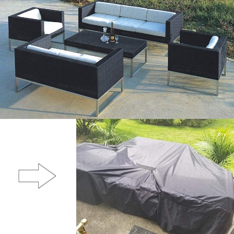 DD FC Patio Furniture Covers,Outdoor Furniture Covers Waterproof, Upgraded Tear-Resistant 210D Yarn-Dyed Oxford Large Rectangular Patio Table Cover (325 * 208 * 58CM) - Image 5