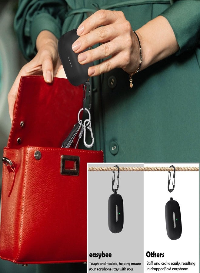 EasyBee [2 Pack] easyBee Case Compatible with SHOKZ OpenFit Air Open-Ear Bluetooth Headphone Charging Cover with 2 Keychain, Soft Liquid Silicone Ultra Thin Shockproof Protective Kit - Black and Blue - Image 5