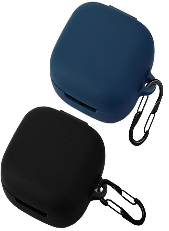 EasyBee [2 Pack] easyBee Case Compatible with SHOKZ OpenFit Air Open-Ear Bluetooth Headphone Charging Cover with 2 Keychain, Soft Liquid Silicone Ultra Thin Shockproof Protective Kit - Black and Blue - Image 1