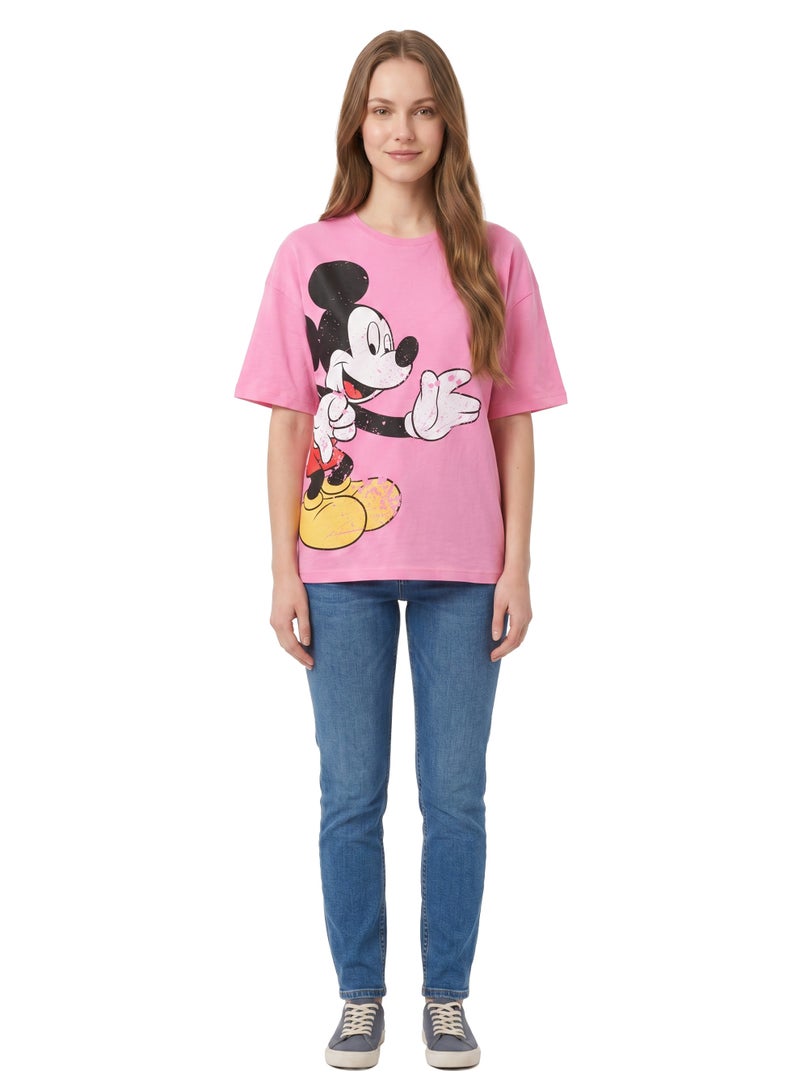 Disney Mickey Mouse Women’s Drop Shoulder Graphic T-Shirt - Image 3