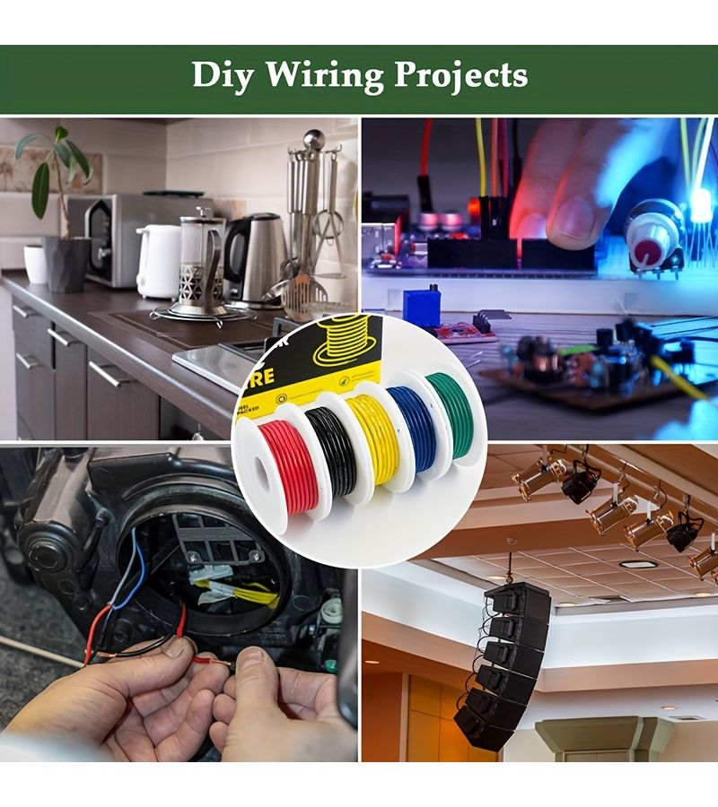 5 Rolls Electrical Wire Kit PVC Tinned Copper Wire 22 AWG 10 Meters 32.8 Feet Stranded Hookup Wire Spools for DIY Projects Home Electrical Work Power Wiring Speaker Connections - Image 5