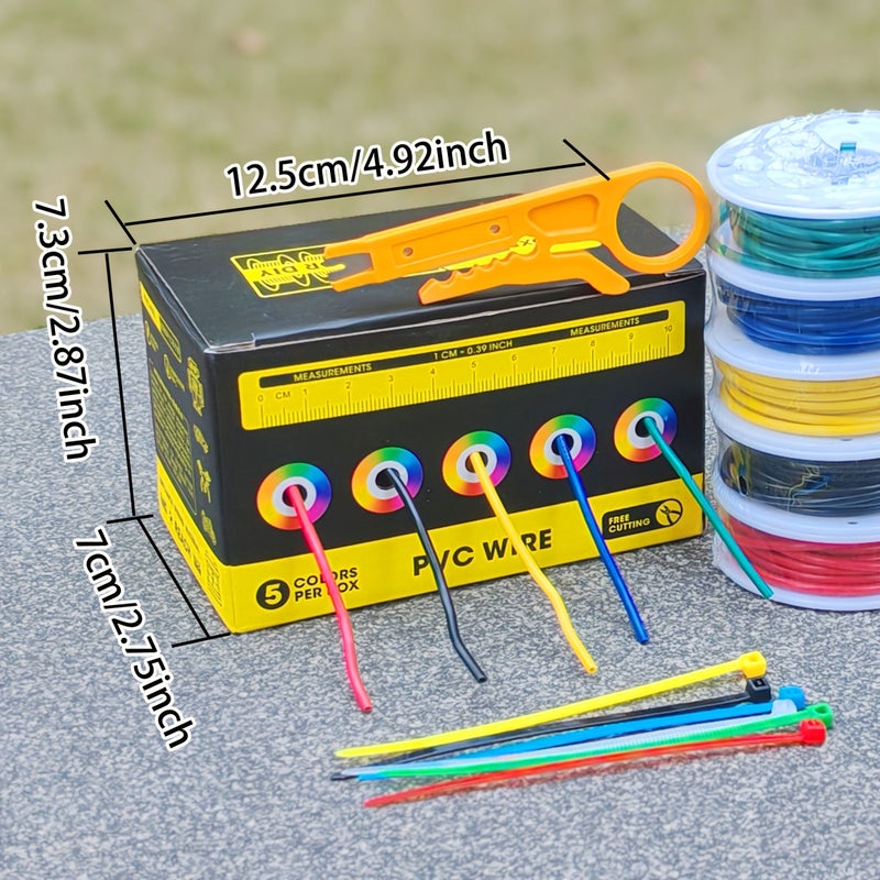 5 Rolls Electrical Wire Kit PVC Tinned Copper Wire 22 AWG 10 Meters 32.8 Feet Stranded Hookup Wire Spools for DIY Projects Home Electrical Work Power Wiring Speaker Connections - Image 3