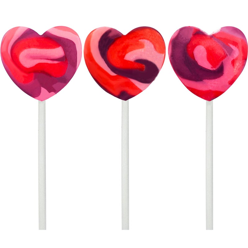 Fruidles Pink Swirl Lollipop Heart Design, Party Bag Fillers, Individually Wrapped (12-Pack) - Image 1