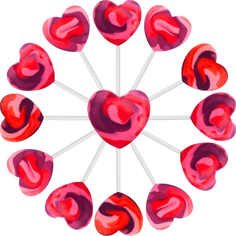 Fruidles Pink Swirl Lollipop Heart Design, Party Bag Fillers, Individually Wrapped (12-Pack) - Image 2