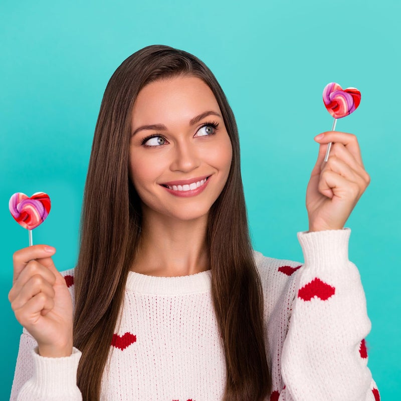 Fruidles Pink Swirl Lollipop Heart Design, Party Bag Fillers, Individually Wrapped (12-Pack) - Image 4