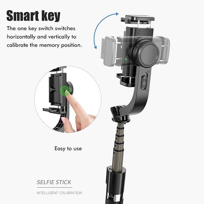 TECHNOVIEW Q08 Mini Gimbal Anti-Shake 1-Axis STABILIZER Extendable Selfie Stick Tripod, Wireless Remote for Smartphone, Black - Image 5