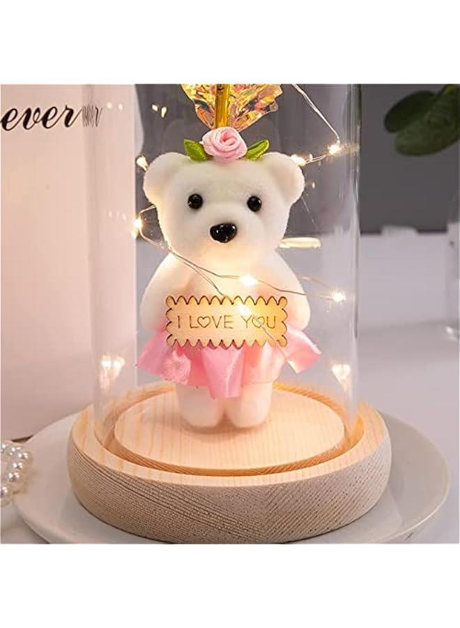 HOOKOR Colorful Galaxy Rose in Glass Dome with LED String Lights - Unique Gift for Mom, Girlfriend, Grandma - Birthday Present - Image 5