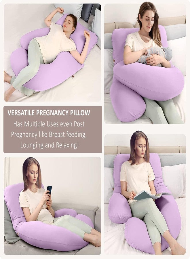 COOZLY G Shape Belly Back Pregnancy Pillow | G Shape Maternity Pillow with 100% Cotton Removable Covers | G Pregnancy Sleeping Pillow (Lavender) - Image 2