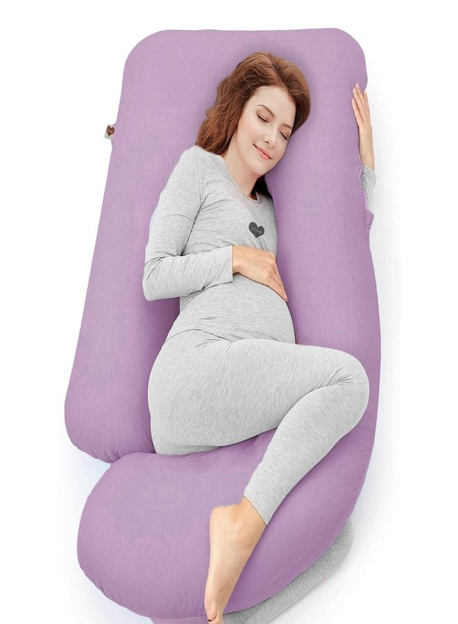 COOZLY G Shape Belly Back Pregnancy Pillow | G Shape Maternity Pillow with 100% Cotton Removable Covers | G Pregnancy Sleeping Pillow (Lavender) - Image 1