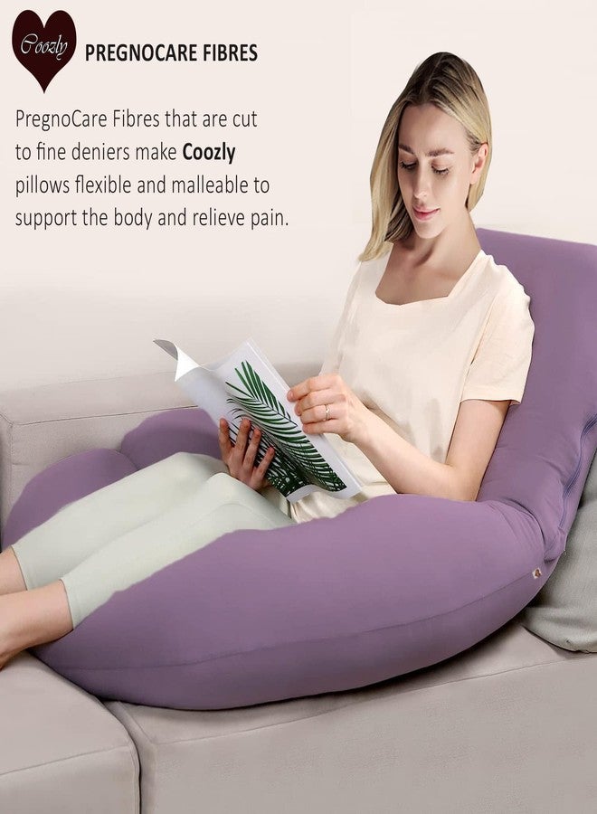 COOZLY G Shape Belly Back Pregnancy Pillow | G Shape Maternity Pillow with 100% Cotton Removable Covers | G Pregnancy Sleeping Pillow (Lavender) - Image 5