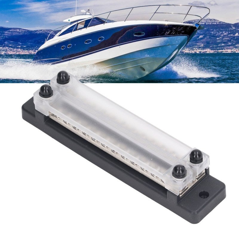 Power Distribution Block: 150A/DC 130A/AC 12-48V, Brass Stainless Steel Nylon Construction, Easy Surface Mount - Circuit Tidy Terminal Block for Car Trucks RVs Marine Boats Industrial Equipment - Image 1