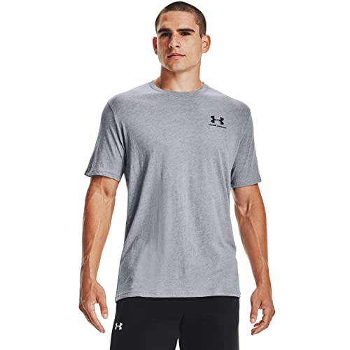 Under Armour Men's Sportstyle Left Chest Short-Sleeve T-Shirt, Steel Light Heather (036)/Black, X-Small - Image 1