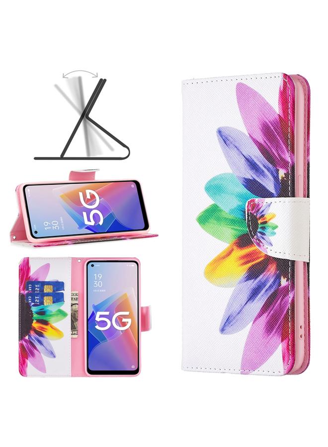 S-TOP Case For OPPO A96 5G Colored Drawing Pattern Leather Phone Case - Image 1