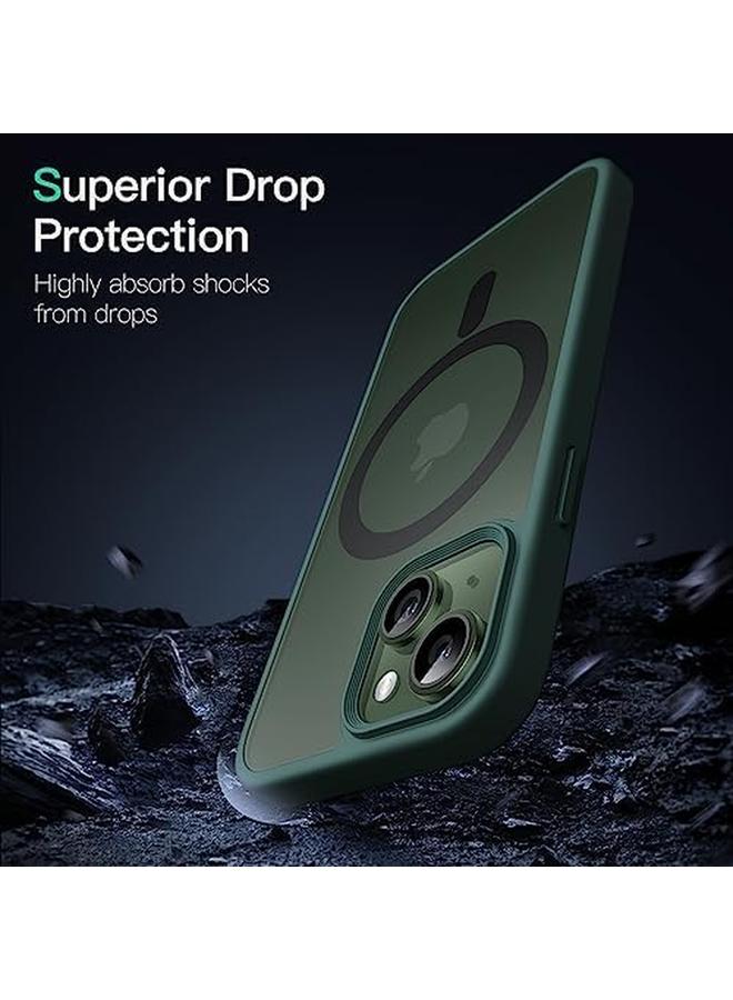 جي تيك جراب مغناطيسي لهاتف Iphone 13 Mini مقاس 5.4 بوصة متوافق مع Magsafe، غطاء خلفي شفاف غير لامع رفيع مقاوم للصدمات، أخضر داكن - Image 2