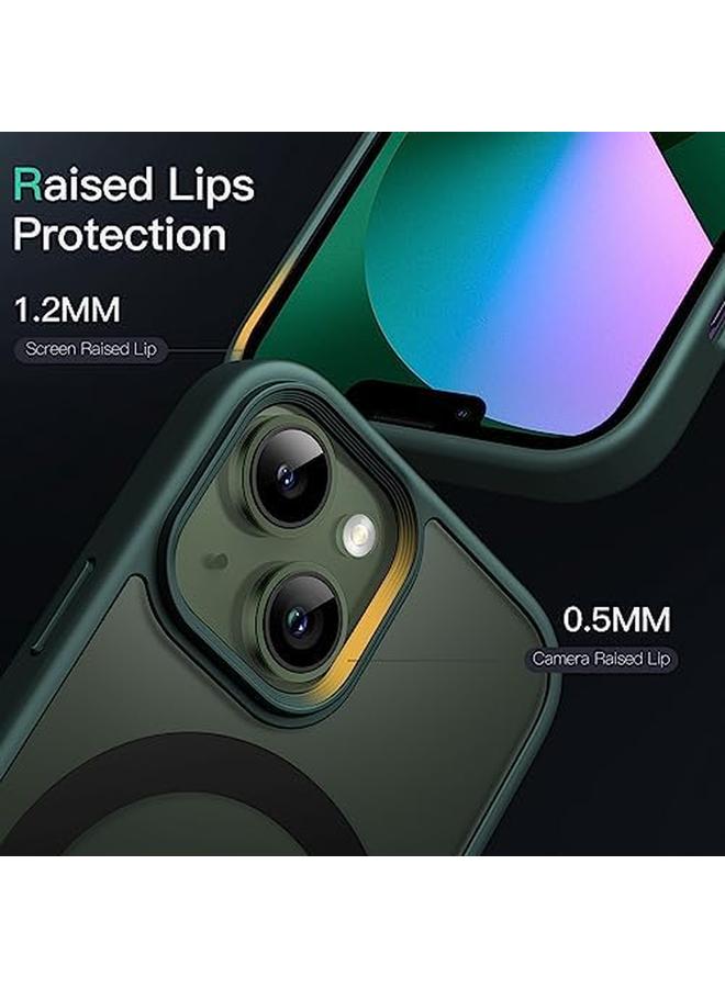 جي تيك جراب مغناطيسي لهاتف Iphone 13 Mini مقاس 5.4 بوصة متوافق مع Magsafe، غطاء خلفي شفاف غير لامع رفيع مقاوم للصدمات، أخضر داكن - Image 3