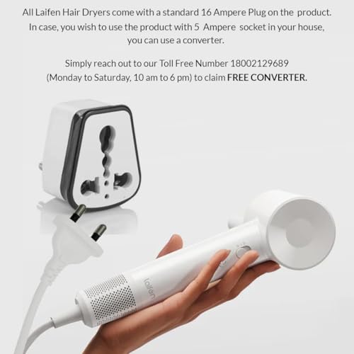 Laifen Hair Dryer SE Lite White, 150 Million Negative Ionic Blow Dryer With 100,000 RPM Brushless Motor, 1400 Watt Powerful Fast Drying High-Speed Low Noise Hairdryer, Lightweight and Compact Design - Image 4