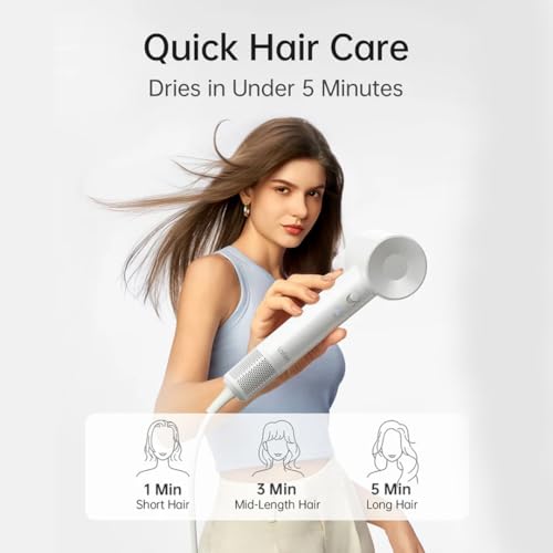 Laifen Hair Dryer SE Lite White, 150 Million Negative Ionic Blow Dryer With 100,000 RPM Brushless Motor, 1400 Watt Powerful Fast Drying High-Speed Low Noise Hairdryer, Lightweight and Compact Design - Image 5