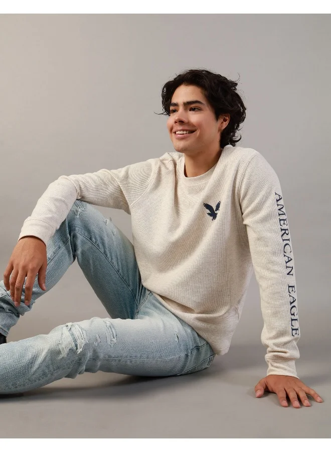 American Eagle AE Long-Sleeve Logo Graphic Thermal T-Shirt