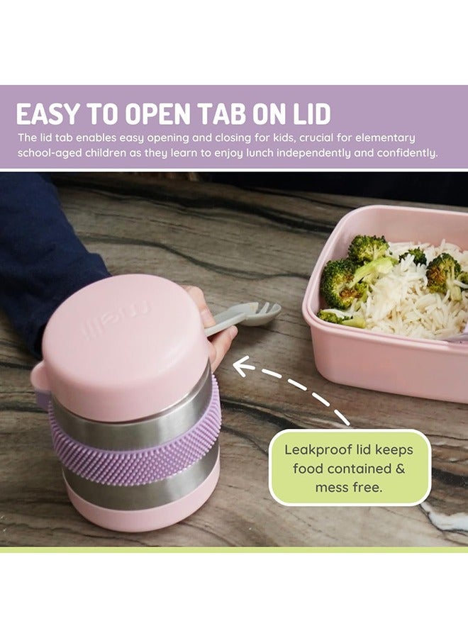 melii وعاء طعام للأطفال، ترمس فidget بغطاء سيليكون، خالي من BPA، محكم التسرب ومعزول، يحتفظ بالطعام دافئًا لمدة خمس ساعات، 10.1 أونصة، 300 مل - Image 5