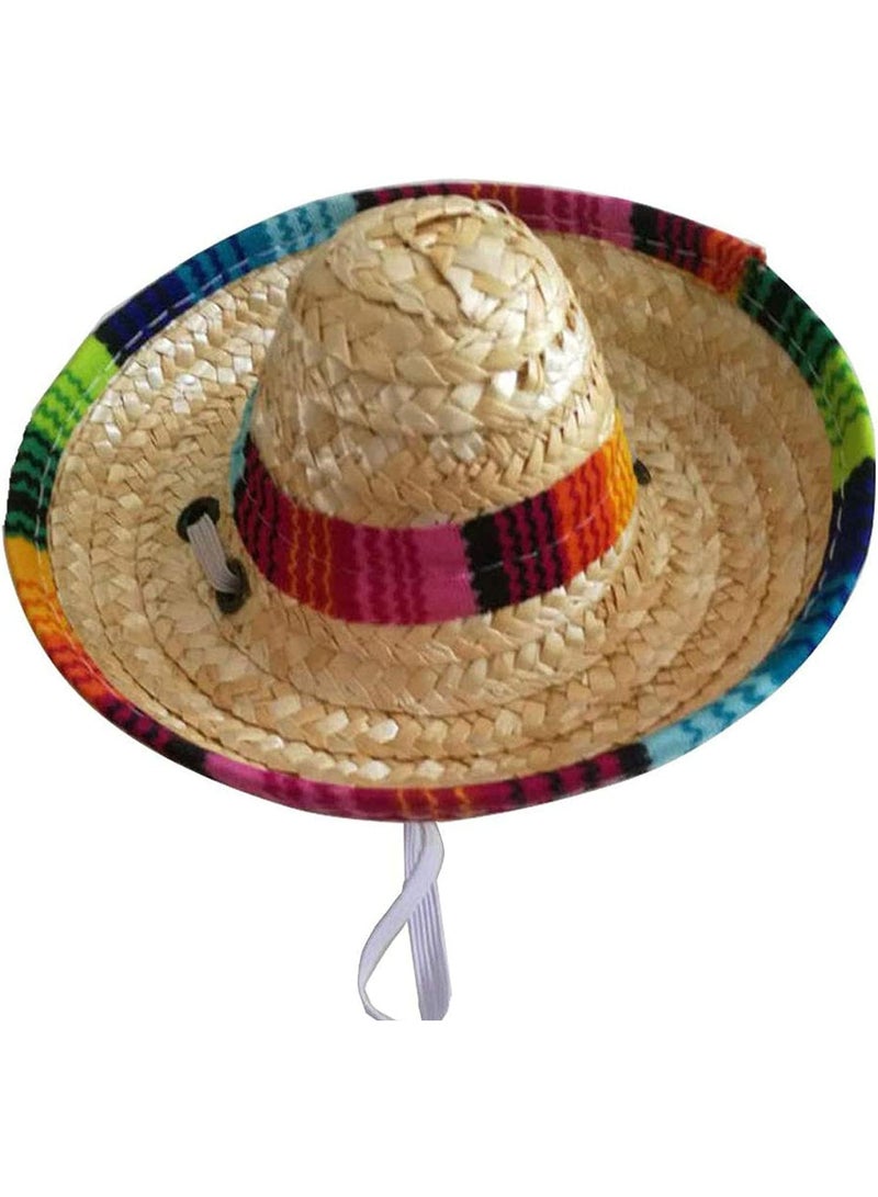 FengSVMA Dog Sombrero Hat, Mini Straw Sombrero Hats Mexican Hats Sombrero Party Hats for Small Pets/Puppy/Cat - Image 3