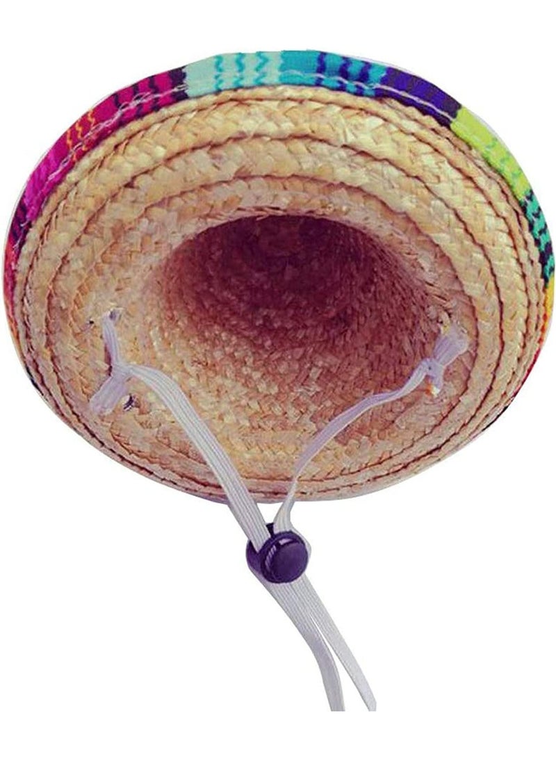 FengSVMA Dog Sombrero Hat, Mini Straw Sombrero Hats Mexican Hats Sombrero Party Hats for Small Pets/Puppy/Cat - Image 2