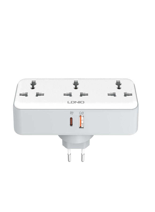 T Teclusive 2500W Rotatable Extension Board Power Strip with USB C Ports | 3 Power Socket with 30W Type C PD QC USB Fast Charging | Rotating Plug Socket Multi Port Extension - Image 1