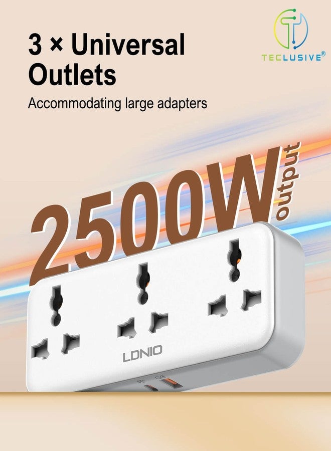 T Teclusive 2500W Rotatable Extension Board Power Strip with USB C Ports | 3 Power Socket with 30W Type C PD QC USB Fast Charging | Rotating Plug Socket Multi Port Extension - Image 5