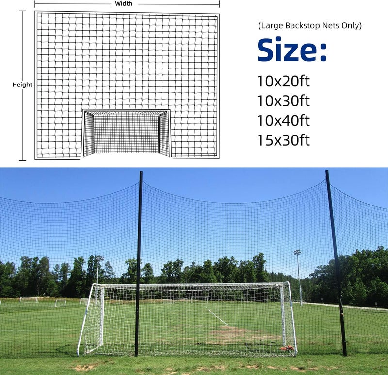 Wiseek Soccer Backstop Net, High Impact Barrier Net, Nylon Practice Sports Netting 10x20ft/10x30ft/10x40ft (Installation Rope Included) - Image 3