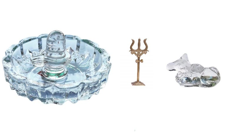 A & S VENTURES A&S Ventures Shiv Ji Shivling- Nandi & Bowl Set with Brass Damru Trishul for Puja | Perfect for Gift Purpose, Home & Office Decoration, Harmony - Image 1