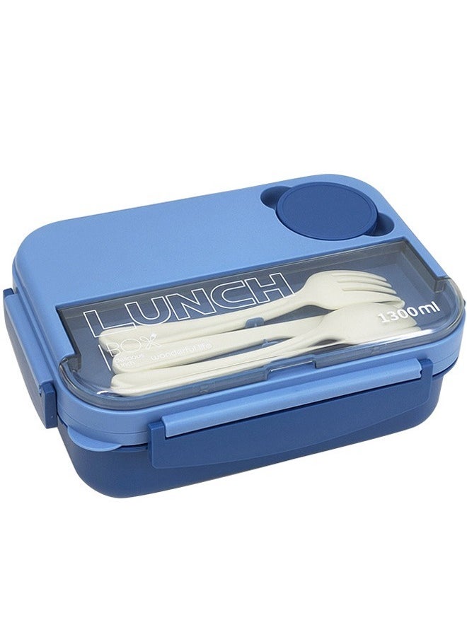 HOMESTAR Bento Boxes for Adults Plastic PP 4-Grids Lunch Box with Cutlery 1300ML Food Container Navy  - Image 1