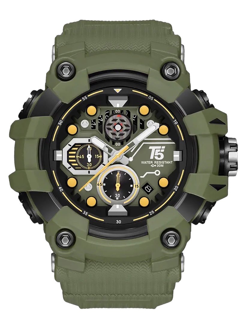 T5 Mens Chronograph Silicone Strap Watch H4011G - Image 1