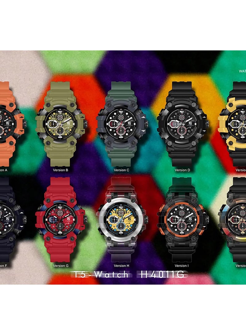 T5 Mens Chronograph Silicone Strap Watch H4011G - Image 4