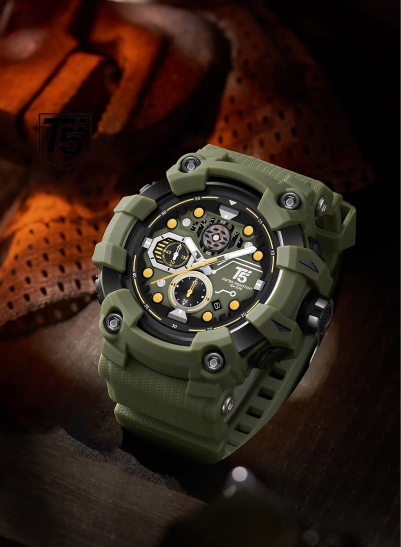 T5 Mens Chronograph Silicone Strap Watch H4011G - Image 2