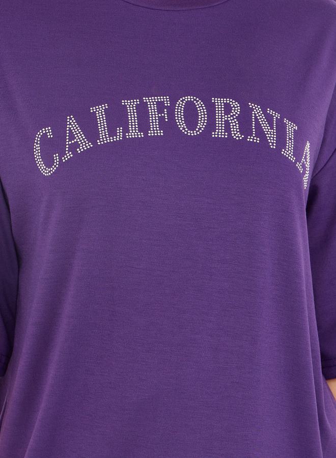 Styli Oversized Embellished Detail Drop Shoulder T-Shirt  - Image 3