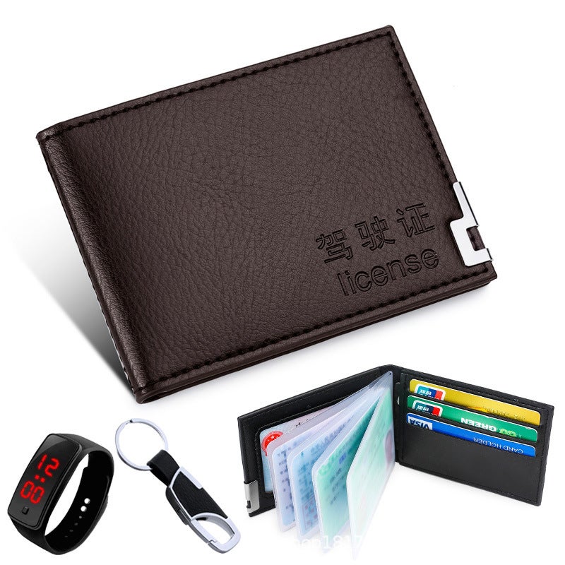 Genuine Leather Driving License Cover Unisex Luxury "Coffee + sports bracelet + Key Chain] 