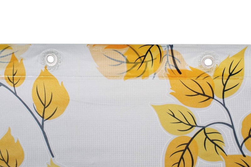 HOMECROWN Printed Leaf Design Waterproof Shower Curtain for Bathroom 7 Feet Curtain with 8 Hooks 54 Inch x 84 Inch Yellow Color Pack of 1 - Image 2