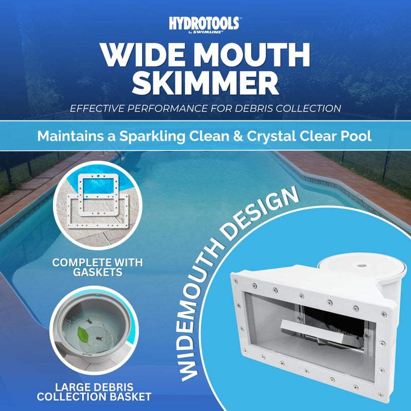 Swimline مجموعة مكنسة حمام السباحة فوق الأرض من SWIMLINE HYDROTOOLS ذات الفم العريض القياسي | بناء ABS | مكنسة حمام السباحة | فم عريض | حاجز قابل للتثبيت والإزالة | مكنسة حمام السباحة فوق الأرض | وصول سهل إلى السلة - Image 2