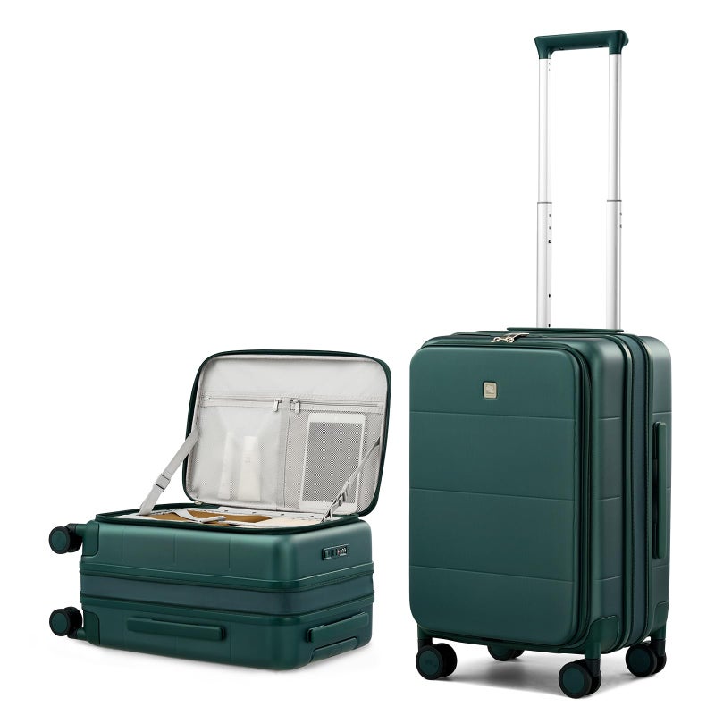 Hanke Hardside Expandable Carry On Luggage 20 Inch Top Opening Trunk Luggages with Spinner Wheels AllPC Hard Shell CarryOn Suitcase Lightweight TSA Airline Approved Blackish Green 46L - Image 2