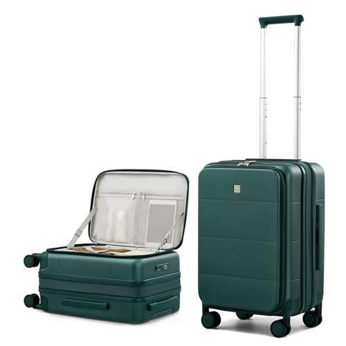 Hanke Hardside Expandable Carry On Luggage 20 Inch Top Opening Trunk Luggages with Spinner Wheels AllPC Hard Shell CarryOn Suitcase Lightweight TSA Airline Approved Blackish Green 46L - Image 1