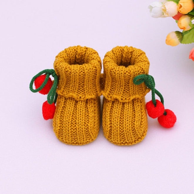 Qi Ta Handmade Knitted Baby Socks Shoes for Newborns, Cotton Breathable Anti-Slip Winter Spring Autumn, 0-3-6 Months, Cartoon Style - Image 1