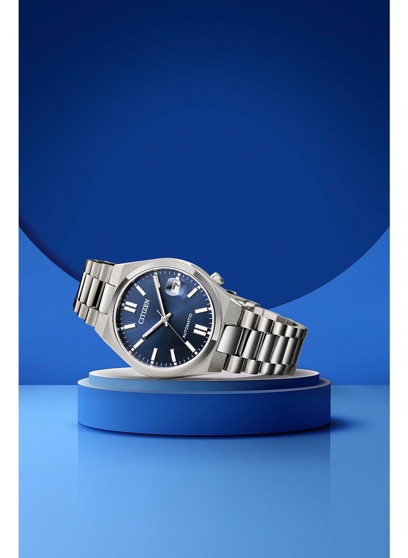 CITIZEN Automatic Unisex Watch NJ0200-50M, 37 mm Blue Dial, Stainless Steel Case & Bracelet, 50 m Water Resistance - Image 4