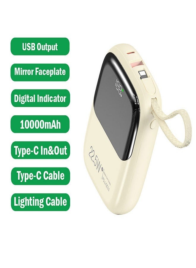 OALE OALE Mini-Size Power Bank 10000mAh, Quick Charge with Type-C & Lightning Cable Yellow  - Image 2