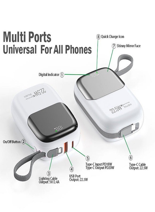 OALE OALE Mini-Size Power Bank 10000mAh, Quick Charge with Type-C & Lightning Cable Yellow  - Image 3