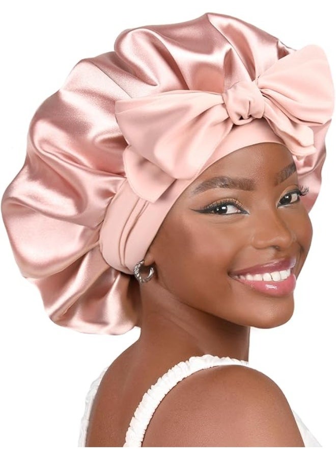 Satin silk nightcap with drawstring, suitable for Black women, can cover curly, naturally wavy hair. - Image 1
