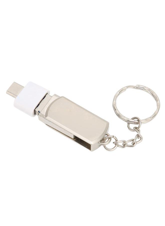 Thoraya usb3.0 + tpye-C mobile phone computer dual-use USB disk with keychain USB3.0 flash memory stick high speed flash drive flash drive thumb drive 64GB silver  - Image 2