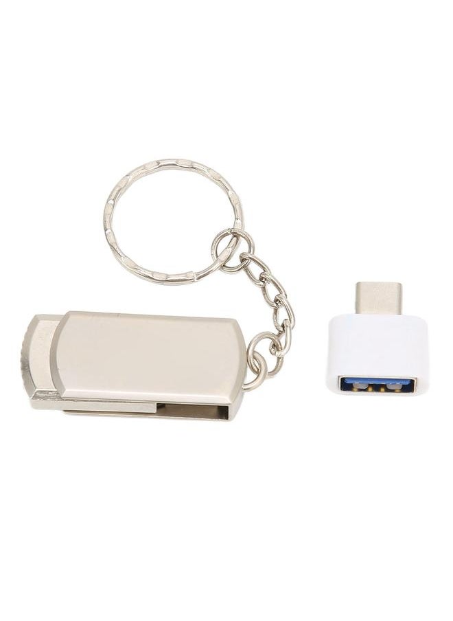 Thoraya usb3.0 + tpye-C mobile phone computer dual-use USB disk with keychain USB3.0 flash memory stick high speed flash drive flash drive thumb drive 64GB silver  - Image 1