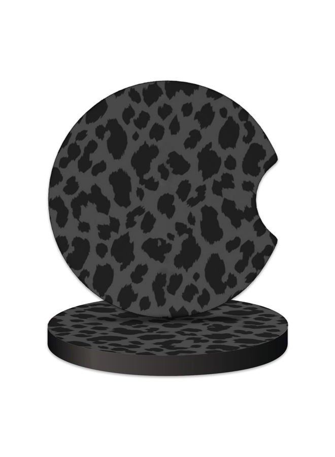 KARREAL Car Cup Coasters, Neoprene Rubber Non-Slip Insert Car Coasters for Cup Holders, Black Leopard Car Interior Accessories - 2.75 inch - Image 1