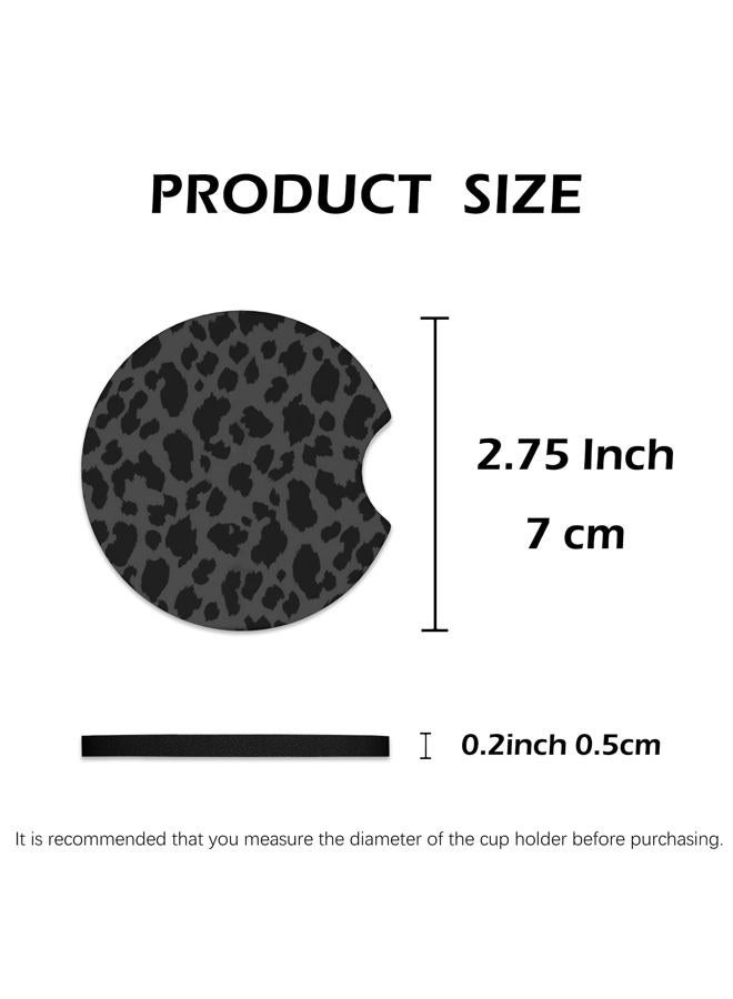 KARREAL Car Cup Coasters, Neoprene Rubber Non-Slip Insert Car Coasters for Cup Holders, Black Leopard Car Interior Accessories - 2.75 inch - Image 3